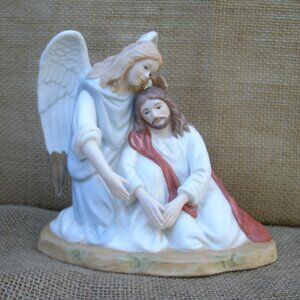 Vintage Home Interiors Jesus & Angel Porcelain Figurine